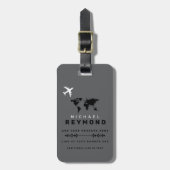 Modern Grey Travel Bag Label met aangepaste naam Bagagelabel (Voorkant verticaal)