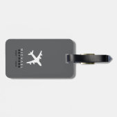 Modern Grey Travel Bag Label met aangepaste naam Bagagelabel (Achterkant horizontaal)