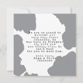 Modern Grey Watercolor Baby aangekondigd Kaart (Achterkant)