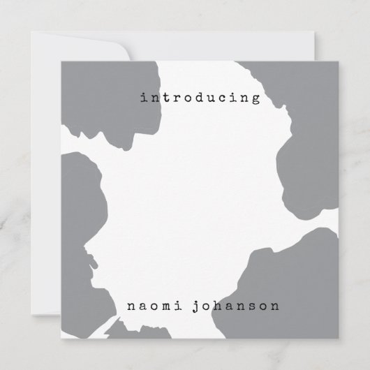 Modern Grey Watercolor Baby aangekondigd Kaart (Voorkant)