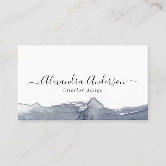 Modern Grey Waterverf Kalligrafie Minimale QR-code Visitekaartje (Voorkant)