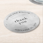 Modern Grey Waterverf Wedding Ronde Kartonnen Onderzetter (Gebogen)