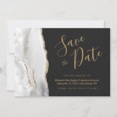 Modern Grey White Agate Dark Save the Date Kaart (Voorkant)