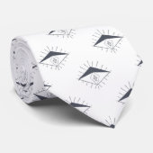 Modern Grey White Diamond Eyes Pattern Stropdas (Opgerold)