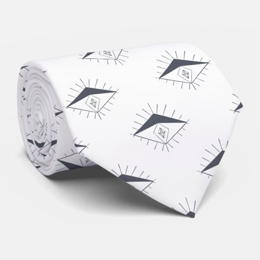 Modern Grey White Diamond Eyes Pattern Stropdas (Opgerold)