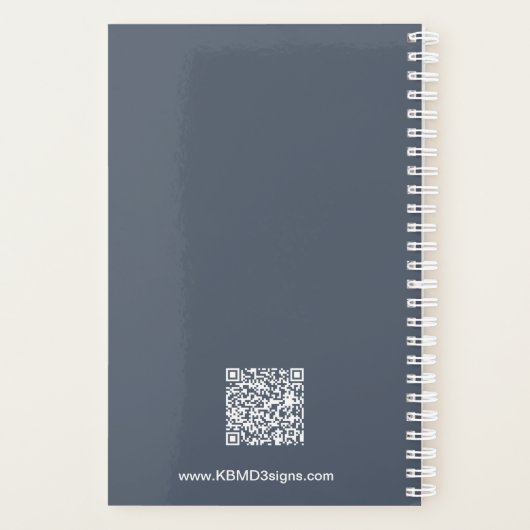 Modern Grey White Dumbbell Motto Workout Schedule Planner (Achterkant)