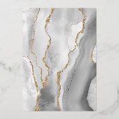 Modern Grey White Gold Agate Wedding Folie Uitnodiging (Achterkant)