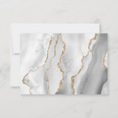 Modern Grey White Gold Agate Wedding RSVP Kaartje (Achterkant)