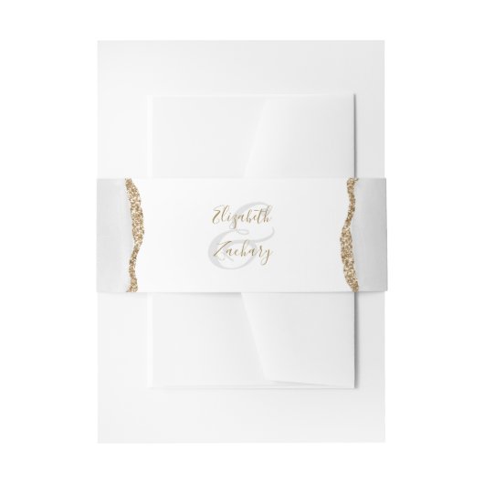 Modern Grey White Gold Agate Wedding Uitnodigingen Wikkel (Voorkant Voorbeeld)