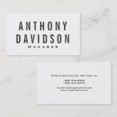 Modern Grey White Huge Letters Visitekaartje (Voorkant / Achterkant)