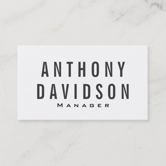 Modern Grey White Huge Letters Visitekaartje (Voorkant)