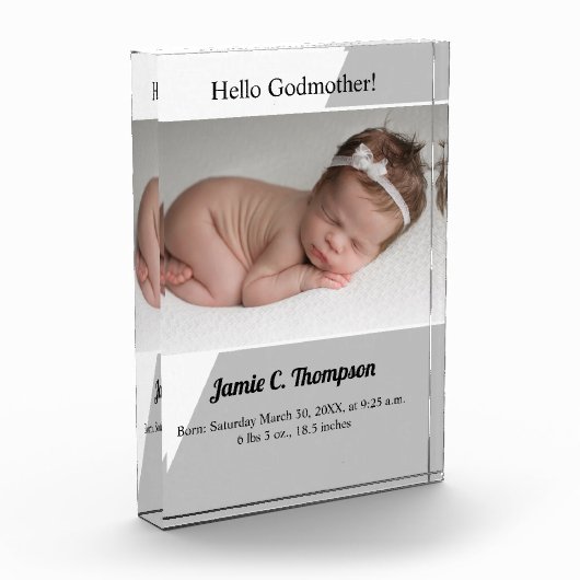 Modern Grey Wil je mijn peetvader baby meisje zijn Fotoblokken (Links)