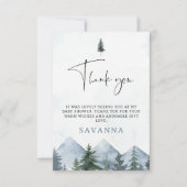 Modern Grey Wilderness Winter Baby Shower  Bedankkaart (Voorkant)