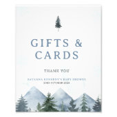 Modern Grey Wilderness Winter Baby Shower Sign Foto Afdruk (Voorkant)