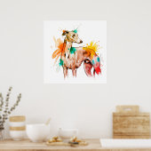 Modern Greyhound Poster met Waterverf accenten (Keuken)