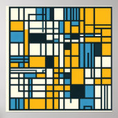 Modern Grid Abstraction – Mondriaan geïnspireerde  Poster (Voorkant)
