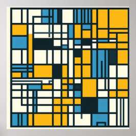 Modern Grid Abstraction – Mondriaan geïnspireerde  Poster