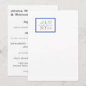 Modern Grid Blue Wedding Invitation Kaart (Voorkant / Achterkant)