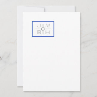 Modern Grid Blue Wedding Invitation Kaart
