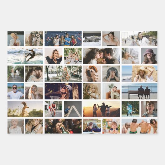 Modern Grid Photo Collage 'Create your Own' Inpakpapier Vel (Voorkant 3)