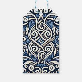 Modern Grieks blauw-wit patroon Cadeaulabel