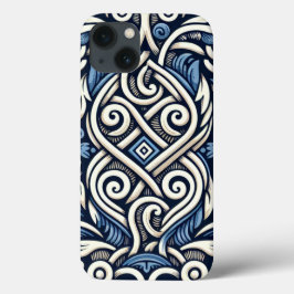 Modern Grieks blauw-wit patroon Case-Mate iPhone Case