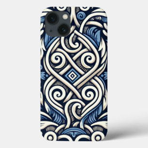 Modern Grieks blauw-wit patroon Case-Mate iPhone Case