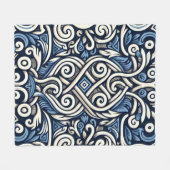 Modern Grieks blauw-wit patroon Fleece Deken (Voorkant (Horizontaal))