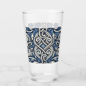 Modern Grieks blauw-wit patroon Glas (Achterkant)
