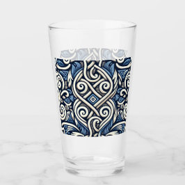 Modern Grieks blauw-wit patroon Glas