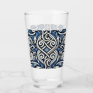Modern Grieks blauw-wit patroon Glas