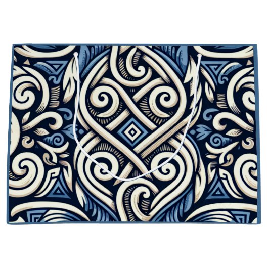 Modern Grieks blauw-wit patroon Groot Cadeauzakje (Voorkant)