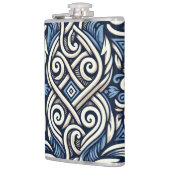 Modern Grieks blauw-wit patroon Heupfles (Links)