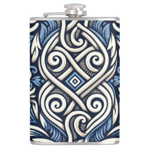 Modern Grieks blauw-wit patroon Heupfles