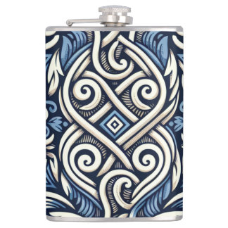 Modern Grieks blauw-wit patroon Heupfles