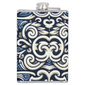 Modern Grieks blauw-wit patroon Heupfles (Achterkant)