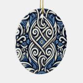 Modern Grieks blauw-wit patroon Keramisch Ornament (Rechts)