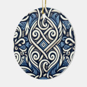 Modern Grieks blauw-wit patroon Keramisch Ornament (Links)