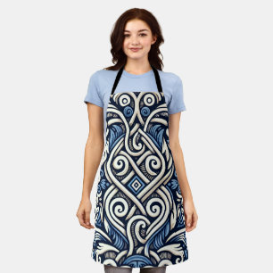 Modern Grieks blauw-wit patroon Schort