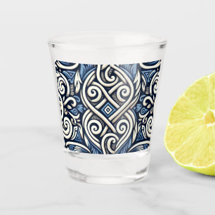 Modern Grieks blauw-wit patroon Shot Glas