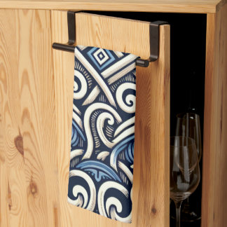Modern Grieks blauw-wit patroon Theedoek