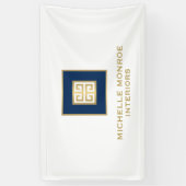 Modern Grieks Key Logo Goud/Navy Blauw Spandoek (Verticaal)