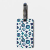 Modern Grieks Kwaad Oog Blauw Wit Monogram Bagagelabel (Achterkant verticaal)