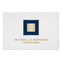 Modern Grieks Sleutel Goud/Navy Blauw Logo Downloa