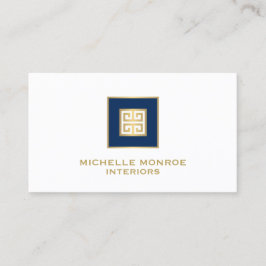 Modern Grieks Sleutelontwerper Logo Goud/Navy Blau Visitekaartje