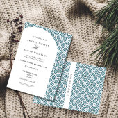 Modern Grieks sleutelpatroon bruiloft uitnodiging