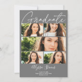 Modern grijs 6 foto's raster collage afstuderen aankondiging (Voorkant)