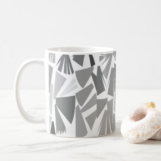 Modern grijs Abstract geometrisch patroon Koffiemok (Met donut)