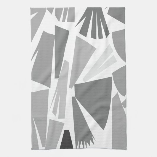 Modern grijs Abstract geometrisch patroon Theedoek (Verticaal)