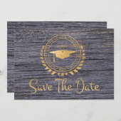 Modern grijs Afstuderen bespaart de datum waarop G Save The Date (Voorkant / Achterkant)